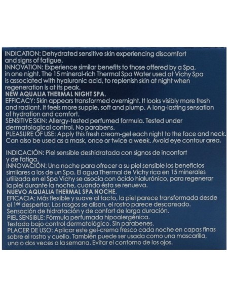 Vichy Aqualia Thermal Spa Noche Gel-Crema Renovador Anti-Fatiga, 75 Ml