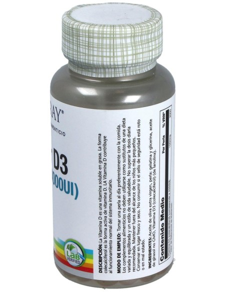 Solaray Super D3 100Mg 4000Ui 100 Perlas