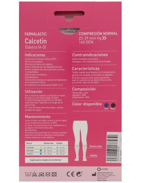 Farmalastic Calcetín Compresión Normal Negro Talla Mediana, 1 Par