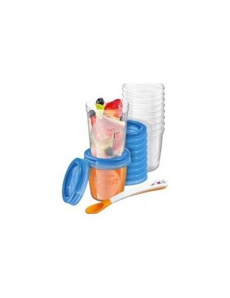 Avent Recipientes Leche Materna 10X180Ml + 10X240 + 20 Tapas + Cuchara 1 Libro De Recetas