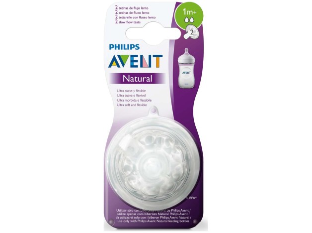 Avent Pack Tetinas Natural Flujo Lento 1M+ 2Uds