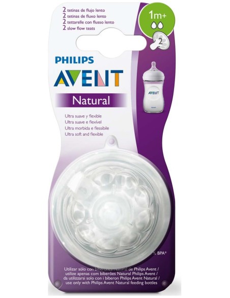 Avent Pack Tetinas Natural Flujo Lento 1M+ 2Uds