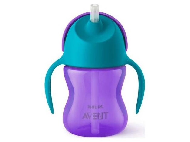 Vaso Pajita Y Asas Morado 210Ml +6Meses Scf796/02