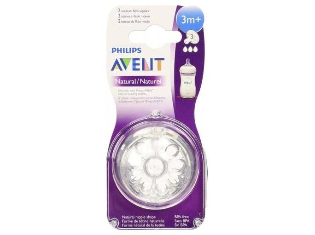 Avent Pack Tetinas Natural Flujo Medio 3M 2Uds