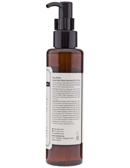 Klairs Gentle Black Aceite Limpiador Profundo 150Ml