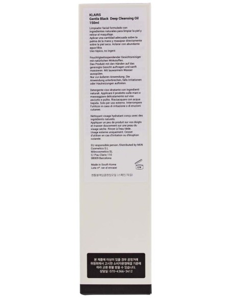 Klairs Gentle Black Aceite Limpiador Profundo 150Ml