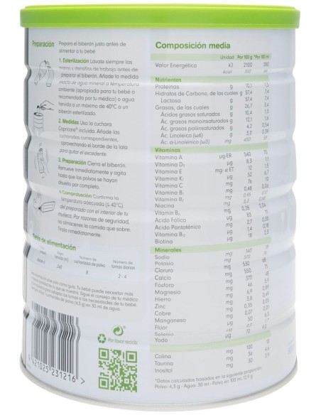Capricare 2 Leche Cabra Continuacion 800Gr