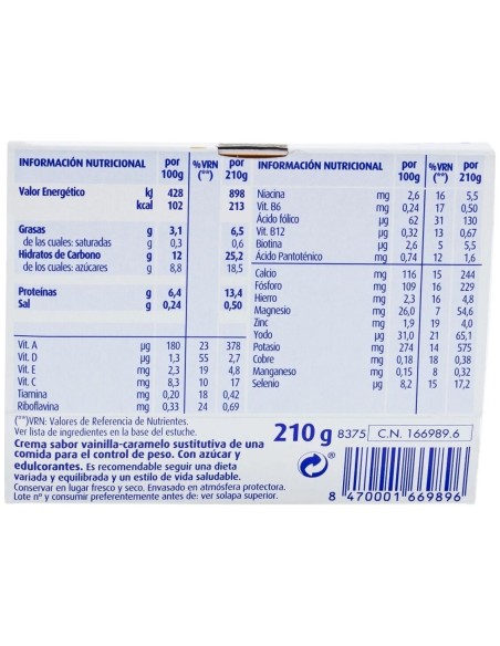 biManán Sustitutiva Copa Vainilla-Caramelo 210Gr.