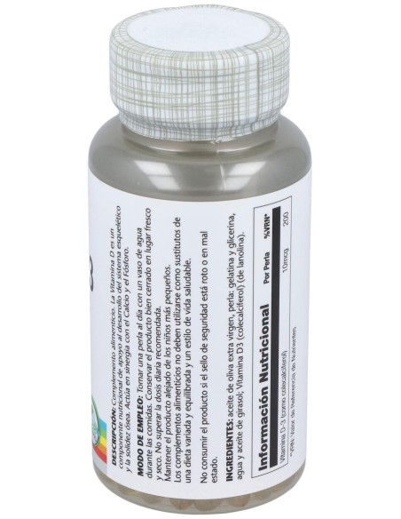 Solaray Vitamina D3 400Ui 120Caps