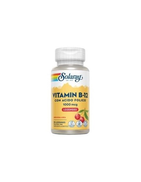 Solaray Vitamina B12 + Ácido Fólico 1000Mg Sublingual 90Comp