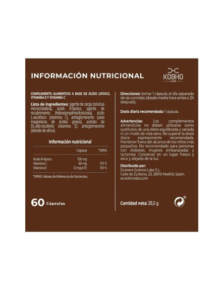 Kobho Acido Alfa-Lipoico 60 Cápsulas