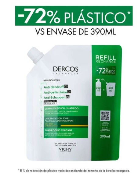 Vichy Dercos Technique Anticaspa Seca Ds Champú Cabello Seco Eco-Recarga 390Ml
