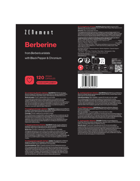 Zenement Berberina 500 mg 120 Cápsulas