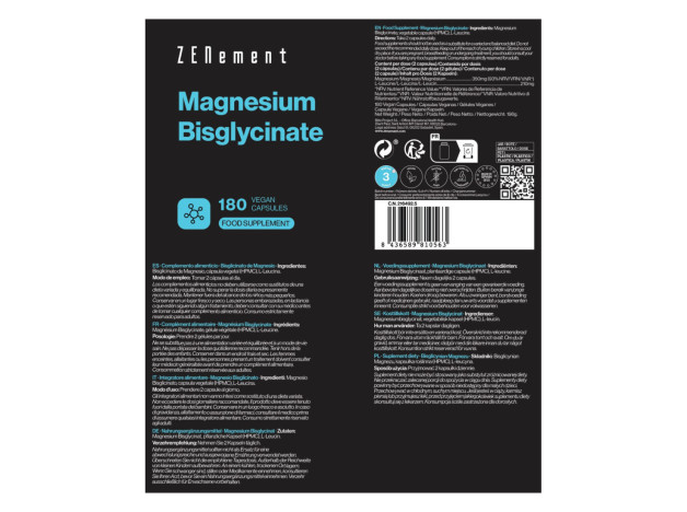 Zenement Bisglicinato De Magnesio 180 Cápsulas
