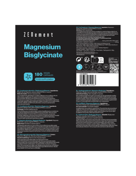 Zenement Bisglicinato De Magnesio 180 Cápsulas