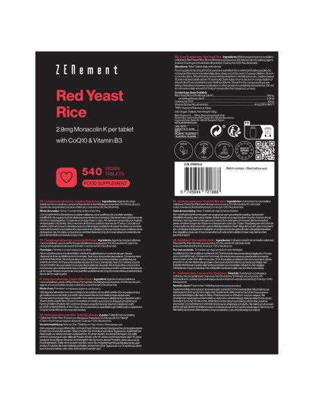 Zenement Levadura Roja De Arroz 540 Comprimidos