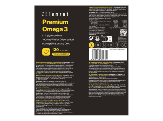 Zenement Omega 3 Premium 120 Cápsulas Blandas