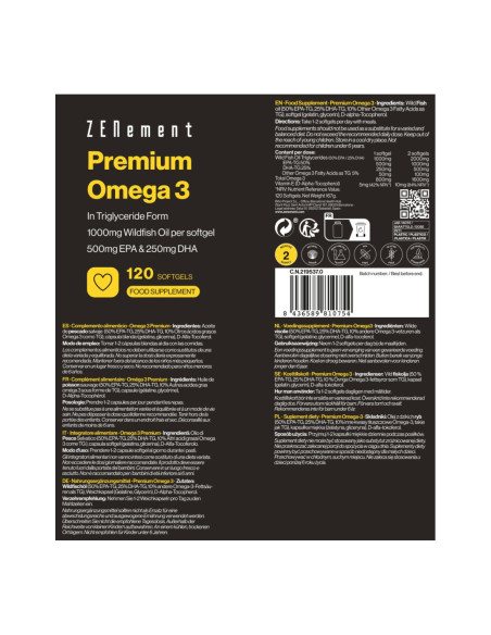 Zenement Omega 3 Premium 120 Cápsulas Blandas