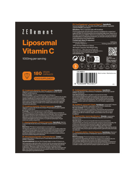 Zenement Vitamina C Liposomal 1000 Mg 180 Vcaps