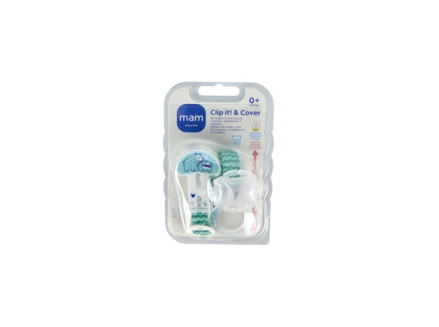 MAM Broche Chupete Clip It! & Cover Azul
