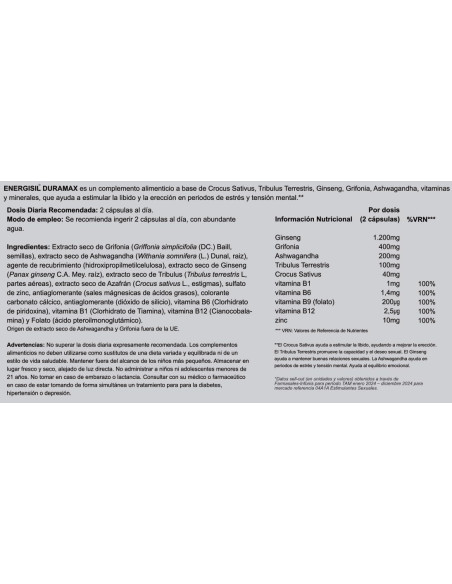 Energisil Duramax 30 Cápsulas
