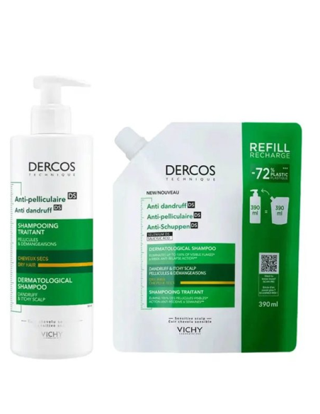 Vichy Dercos Champú Caspa Seca 390 ml + Refill 390ml