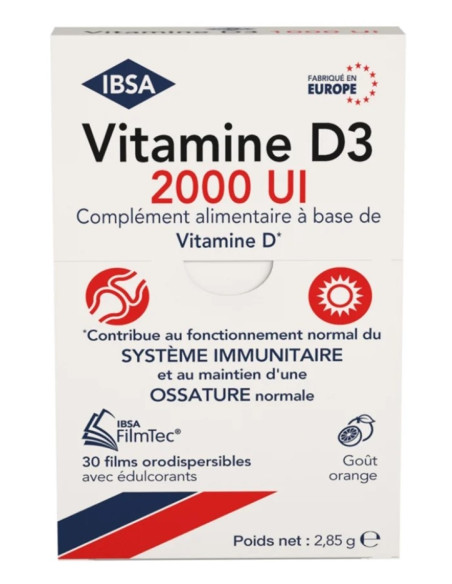 Ibsa Vitamina D3 2000 Ui 30 Láminas Bucodispersables Sabor Naranja