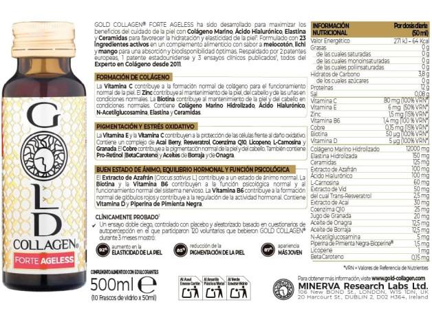 Gold Collagen Forte Ageless 10 Frascos 50 ml