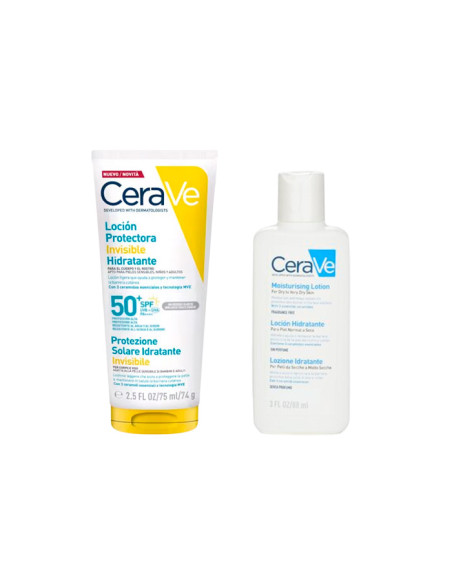 CeraVe Solar Cuerpo Loción Invisible Hidratante Spf50+ 75 ml + Regalo Loción Hidratante Cuerpo 88 ml Travel Kit
