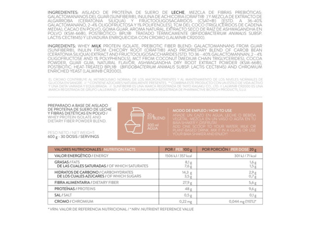Baia Fit Blend Cacao 600 g 30 Dosis