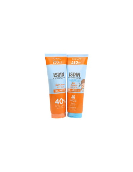 Solar ISDIN Pack Cuerpo Gel Crema Wet Skin SPF50 250 ml + Gel Crema Pediatrics Wet Ski SPF50 250 ml