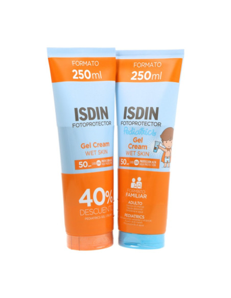 Solar ISDIN Pack Cuerpo Gel Crema Wet Skin SPF50 250 ml + Gel Crema Pediatrics Wet Ski SPF50 250 ml