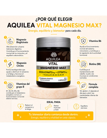 Aquilea Vitals Magnesio Bisglicinato + Citrato 60 Caps