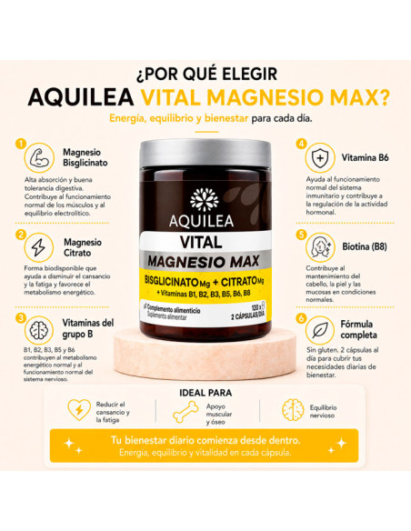 Aquilea Vitals Magnesio Max Bisgli + Citarto 120 Caps
