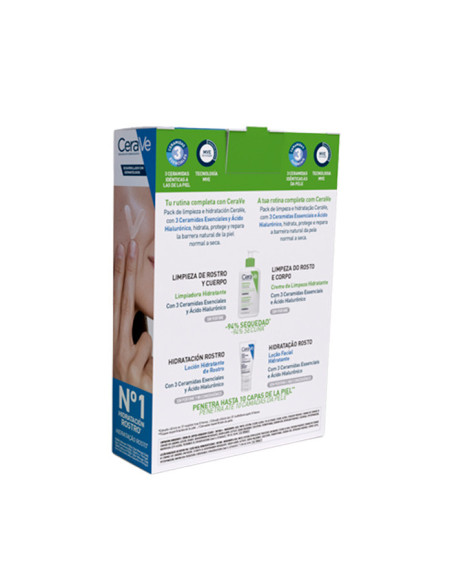 CeraVe Pack Rutina Hidratación Piel Normal/seca Gel Limpiador Hidratante 236 Ml+loción Hidratante Rostro 52 ml