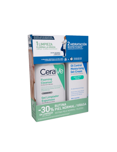 CeraVe Pack Rutina Gel Limpiador Espumoso 236 Ml+Gel-Crema Hidratante Oil Control 52 ml