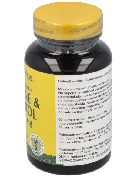 Naturesplus Colina %26 Inositol 500Mg 60Comp
