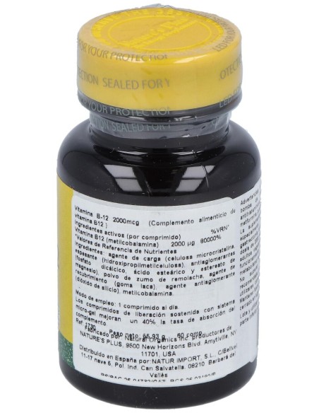 Nature'S Plus Vitamina B12 2000Mcg 60Comp