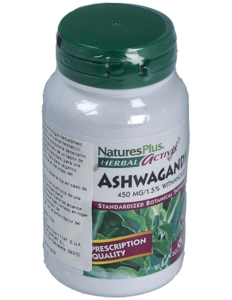 Ashwaganda Raiz 450Mg. 60Cap. Herbal Actives