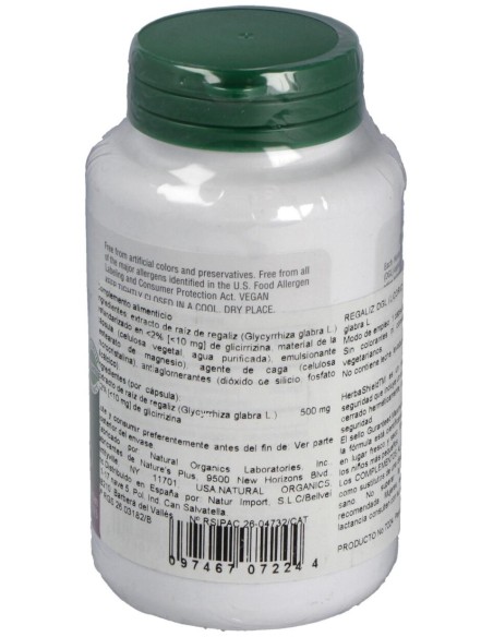 Licorice (Dgl) Regaliz500Mg. 60Cap. Herbal Actives