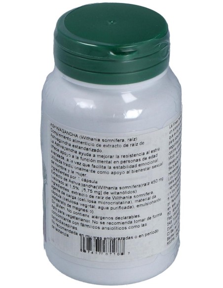 Ashwaganda Raiz 450Mg. 60Cap. Herbal Actives