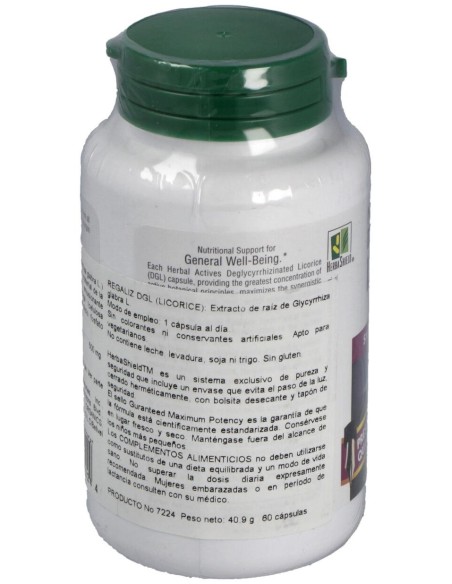 Licorice (Dgl) Regaliz500Mg. 60Cap. Herbal Actives