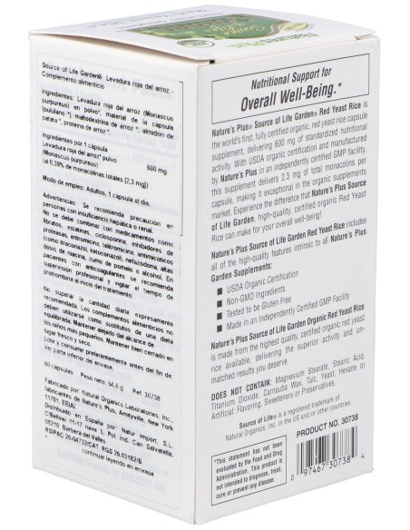 Garden Source Of Life Levadura De Arroz Rojo 60Cap