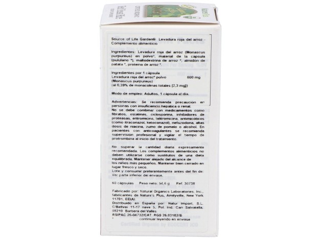 Garden Source Of Life Levadura De Arroz Rojo 60Cap
