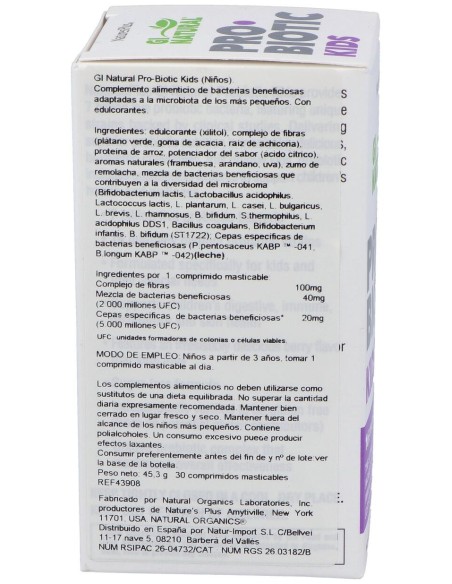 Nature'S Plusgi Natural Pro Biotic Niños 30Comp