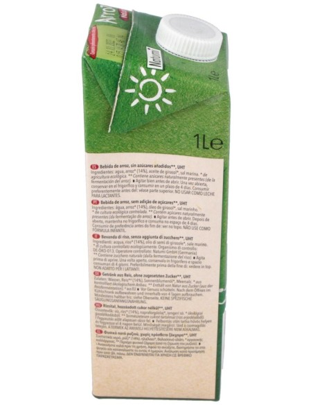 Bebida Vegetal De Arroz 1Lt 6Uds. Bio Sg Vegan S/A