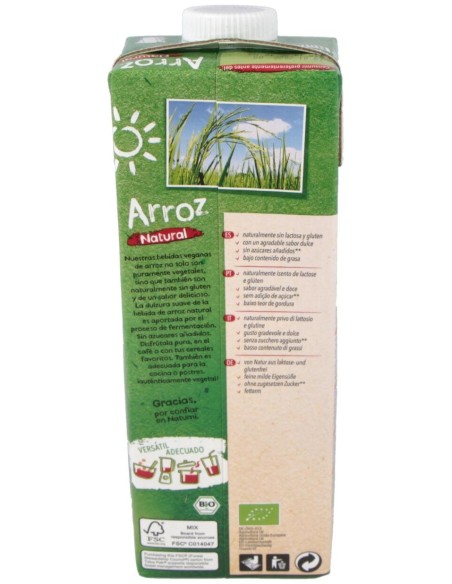Bebida Vegetal De Arroz 1Lt 6Uds. Bio Sg Vegan S/A