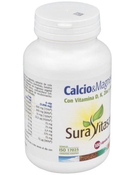 Sura Vitasan Calcio %26 Magnesio + D + K + Zinc + Boro 100Cáps
