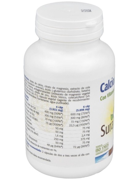Sura Vitasan Calcio %26 Magnesio + D + K + Zinc + Boro 100Cáps