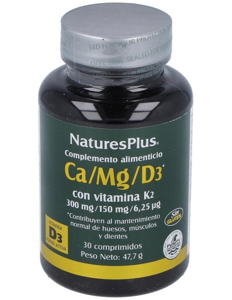 Natures Plus Ca/Mg/D3+K2 30 Comprimidos